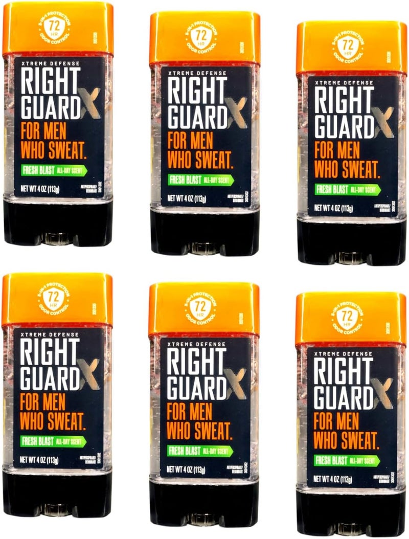 Right Guard Xtreme Defense 5 Antiperspirant Deodorant Gel, Fresh Blast, 4 Ounces (Pack of 6) - Image 1